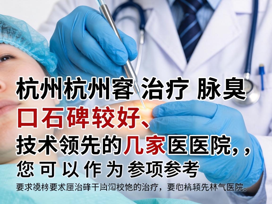 以下是杭州治疗腋臭口碑较好、技术领先的几家医院，您可以作为参考