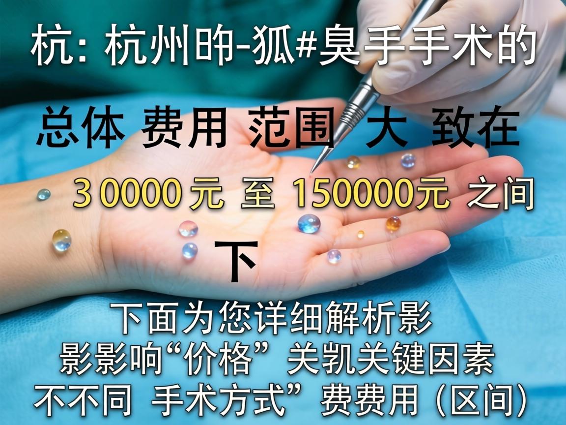 在杭州，狐臭手术的总体费用范围大致在 3000元 至 15000元 之间。下面为您详细解析影响价格的关键因素和不同手术方式的费用区间