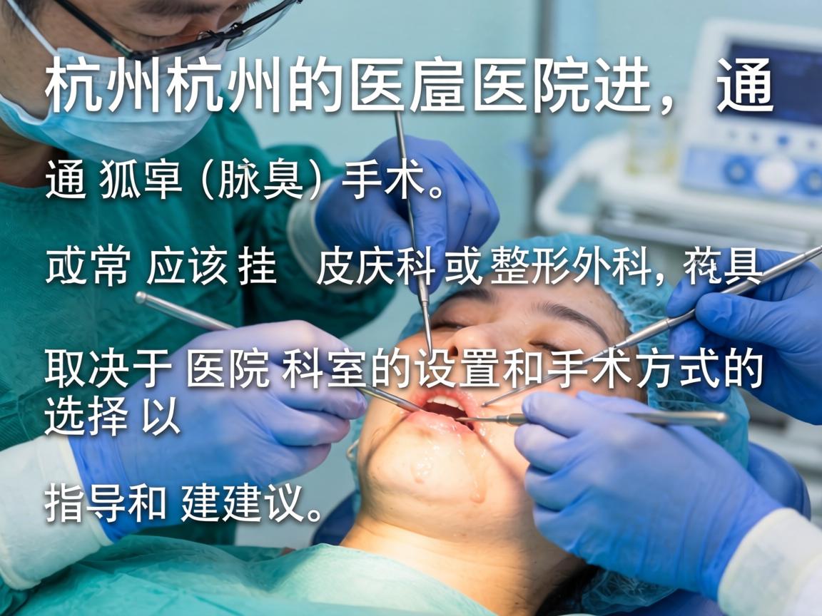 在杭州的医院进行狐臭（腋臭）手术，通常应该挂 皮肤科 或 整形外科，具体取决于医院科室的设置和手术方式的选择。以下是详细的指导和建议