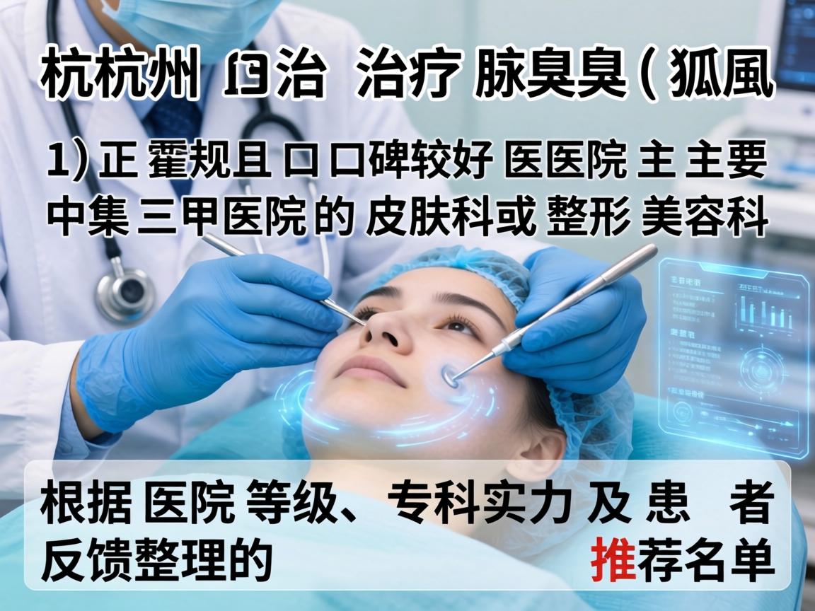 在杭州，治疗腋臭（狐臭）正规且口碑较好的医院主要集中在三甲医院的皮肤科或整形美容科。以下是根据医院等级、专科实力及患者反馈整理的推荐名单