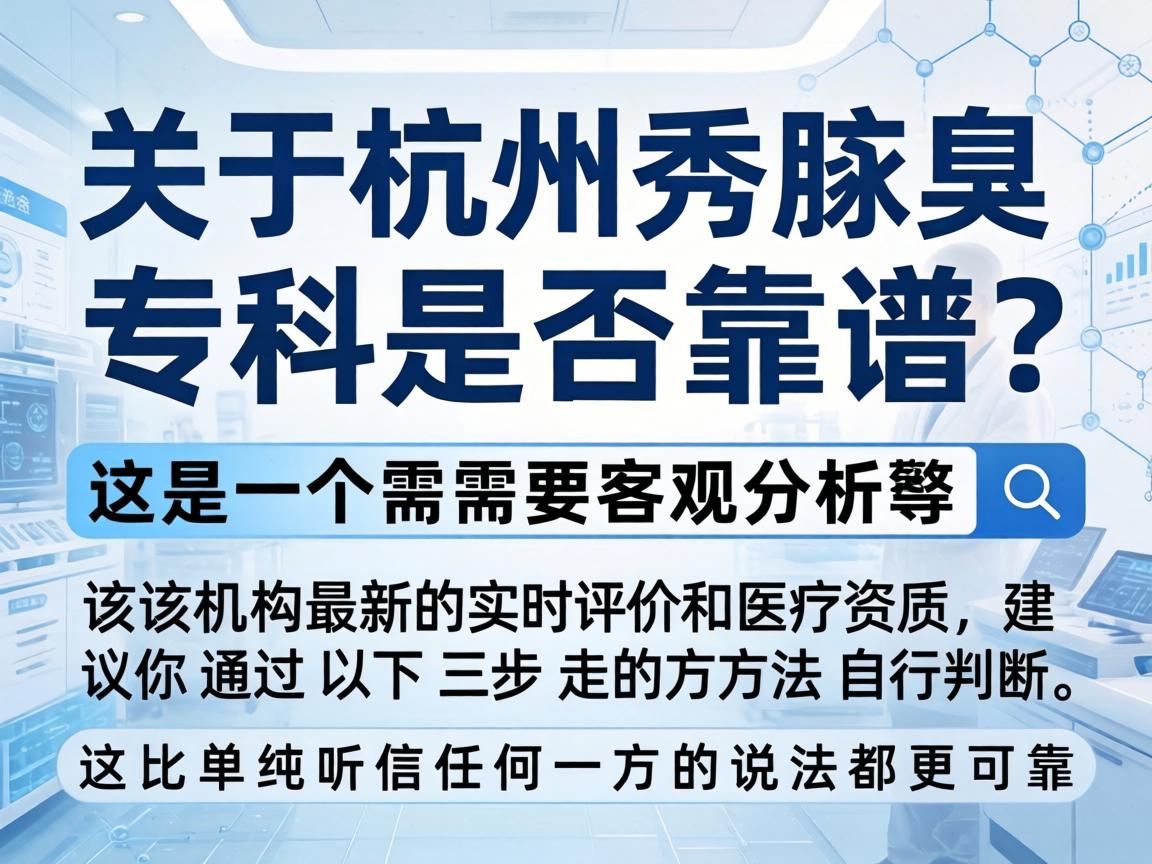 关于杭州腋秀腋臭专科是否靠谱，这是一个需要客观分析的问题。由于我无法直接查询该机构最新的实时评价和医疗资质，建议你通过以下三步走的方法自行判断，这比单纯听信任何一方的说法都更可靠