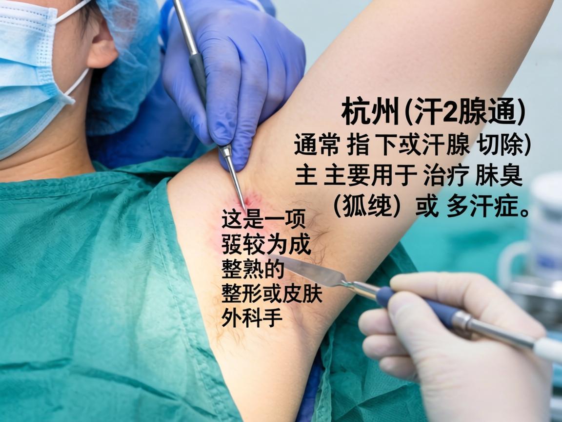 在杭州，切除汗腺（通常指腋下汗腺切除）主要用于治疗腋臭（狐臭）或多汗症。这是一项较为成熟的整形或皮肤外科手术