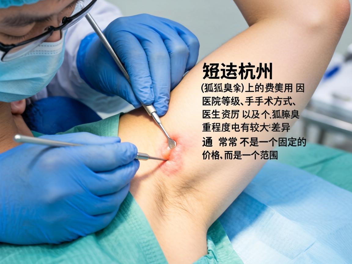 在杭州进行腋臭（狐臭）手术的费用因医院等级、手术方式、医生资历以及个人腋臭严重程度而有较大差异。通常不是一个固定的价格，而是一个范围