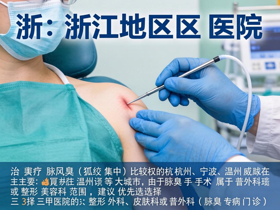 在浙江地区，治疗腋臭（狐臭）比较权威的医院主要集中在杭州、宁波、温州等大城市。由于腋臭手术属于普外科或整形美容科范畴，建议优先选择三甲医院的整形外科、皮肤科或普外科（腋臭专病门诊）