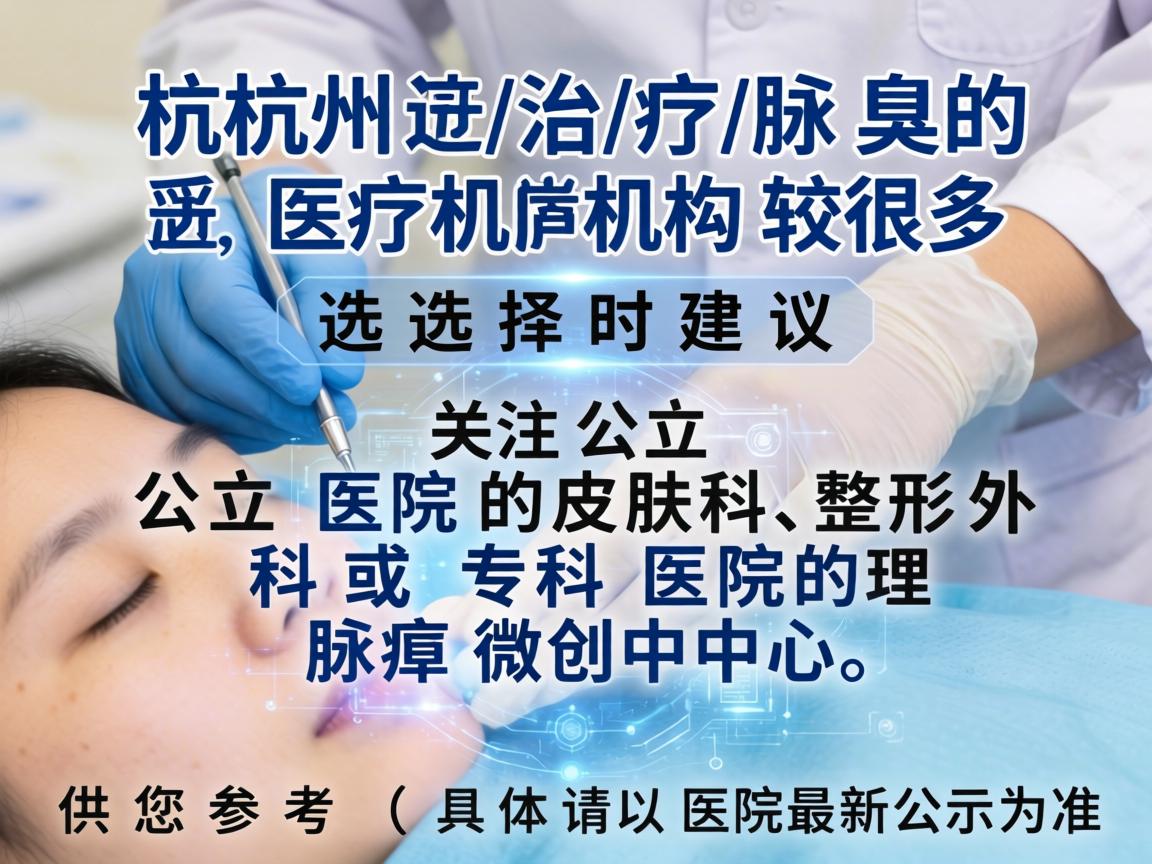杭州治疗腋臭的医疗机构较多，选择时建议关注公立医院的皮肤科、整形外科或专科医院的腋臭微创中心。以下是基于公开信息的整理，供您参考（具体请以医院最新公示为准）