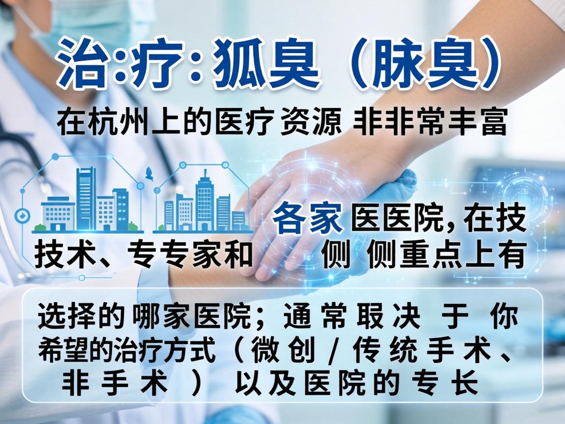 治疗狐臭(腋臭)在杭州的医疗资源非常丰富,各家医院在技术、专家和侧重点上有所不同。选择哪家医院,通常取决于你希望的治疗方式(微创、传统手术、非手术)以及医院的专长 治疗狐臭(腋臭)在杭州的医疗资源非常丰富,各家医院在技术、专家和侧重点上有所不同。选择哪家医院,通常取决于你希望的治疗方式(微创、传统手术、非手术)以及医院的专长