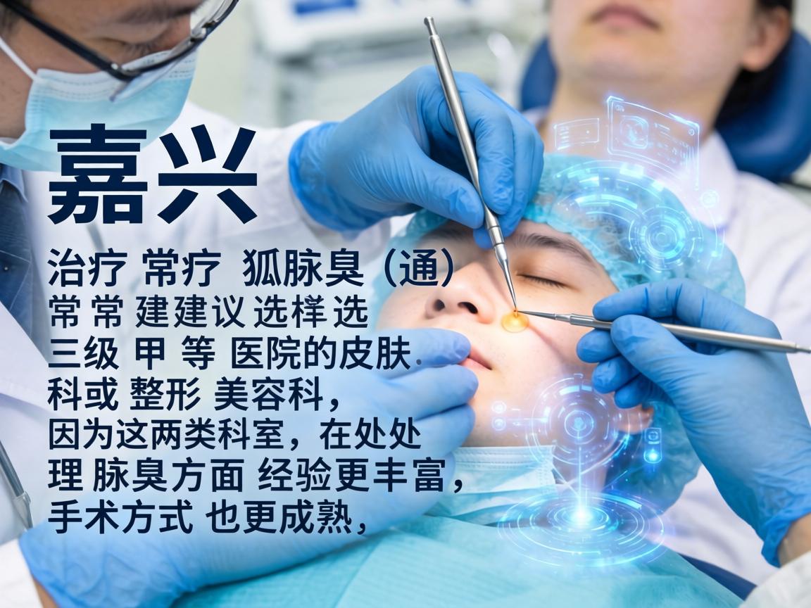 在嘉兴，治疗狐臭（腋臭）通常建议选择三级甲等医院的皮肤科或整形美容科，因为这两类科室在处理腋臭方面经验更丰富，手术方式也更成熟