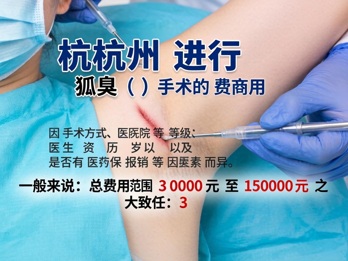在杭州，进行狐臭（腋臭）手术的费用因手术方式、医院等级、医生资历以及是否有医保报销等因素而异。一般来说，总费用范围大致在 3000元 至 15000元 之间