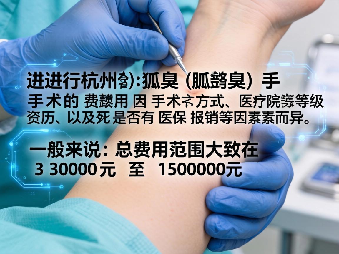 在杭州，进行狐臭（腋臭）手术的费用因手术方式、医院等级、医生资历以及是否有医保报销等因素而异。一般来说，总费用范围大致在 3000元 至 15000元 之间