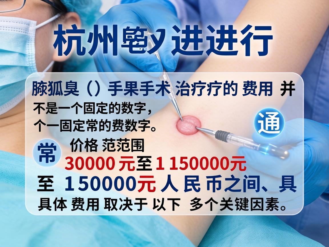 在杭州进行狐臭（腋臭）手术治疗的费用并不是一个固定的数字，通常价格范围在3000元至15000元人民币之间，具体费用取决于以下多个关键因素