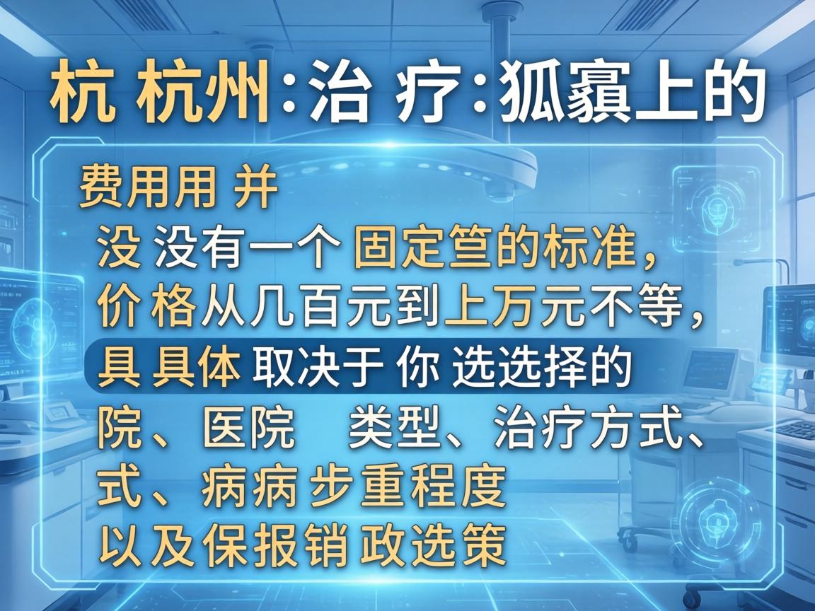 在杭州治疗狐臭的费用并没有一个固定的标准，价格从几百元到上万元不等，具体取决于你选择的医院类型、治疗方式、病情严重程度以及医保报销政策
