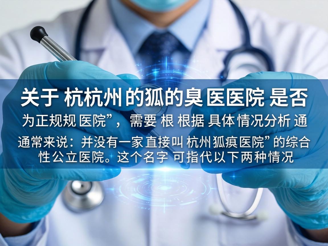 关于杭州狐臭医院是否为正规医院，需要根据具体情况分析。通常来说，并没有一家直接叫杭州狐臭医院的综合性公立医院，这个名字可能指代以下两种情况
