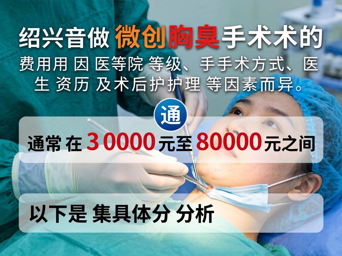 在绍兴做微创腋臭手术的费用因医院等级、手术方式、医生资历及术后护理等因素而异，通常在 3000元至8000元 之间。以下是具体分析