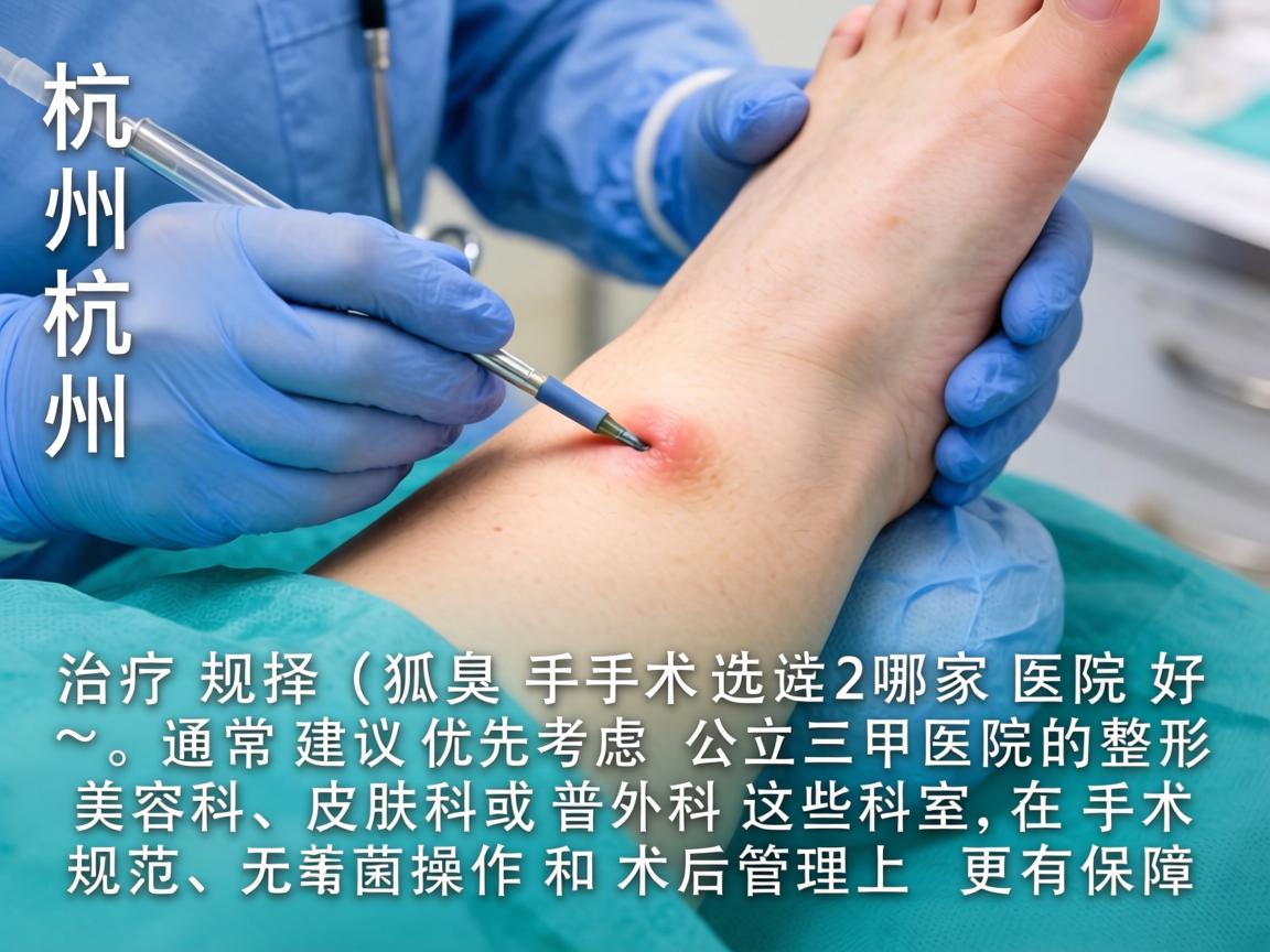在杭州，治疗狐臭（腋臭）手术选择哪家医院好，通常建议优先考虑公立三甲医院的整形美容科、皮肤科或普外科。这些科室在手术规范、无菌操作和术后管理上更有保障