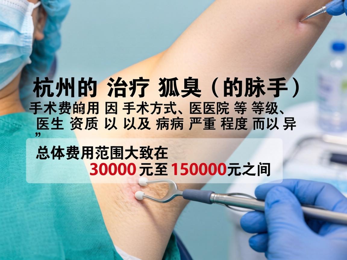 在杭州，治疗狐臭（腋臭）的手术费用因手术方式、医院等级、医生资质以及病情严重程度而异。总体费用范围大致在 3000元至15000元 之间