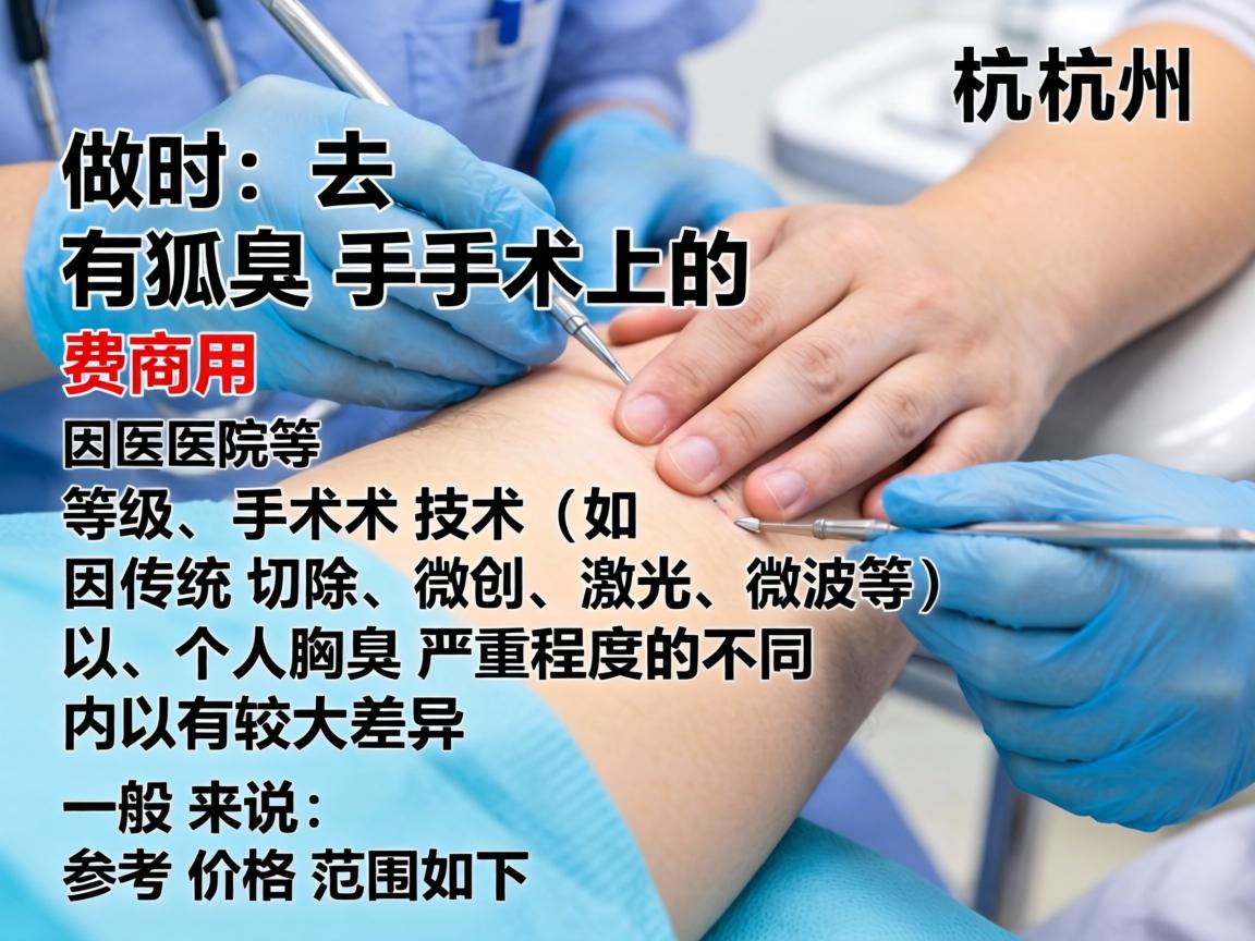 在杭州，做去狐臭手术的费用因医院等级、手术技术（如传统切除、微创、激光、微波等）以及个人腋臭严重程度的不同而有较大差异。一般来说，参考价格范围如下
