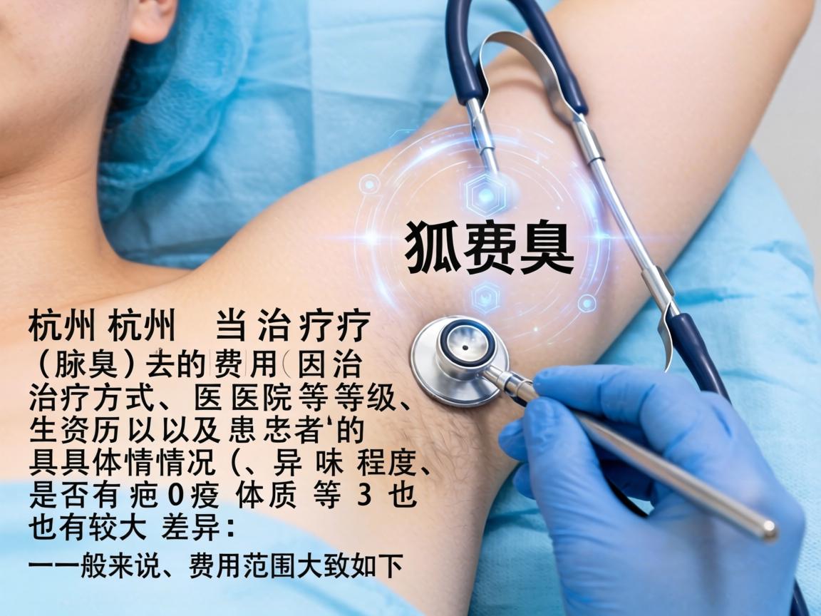 在杭州治疗狐臭（腋臭）的费用因治疗方式、医院等级、医生资历以及患者的具体情况（如异味程度、是否有疤痕体质等）而有较大差异。一般来说，费用范围大致如下