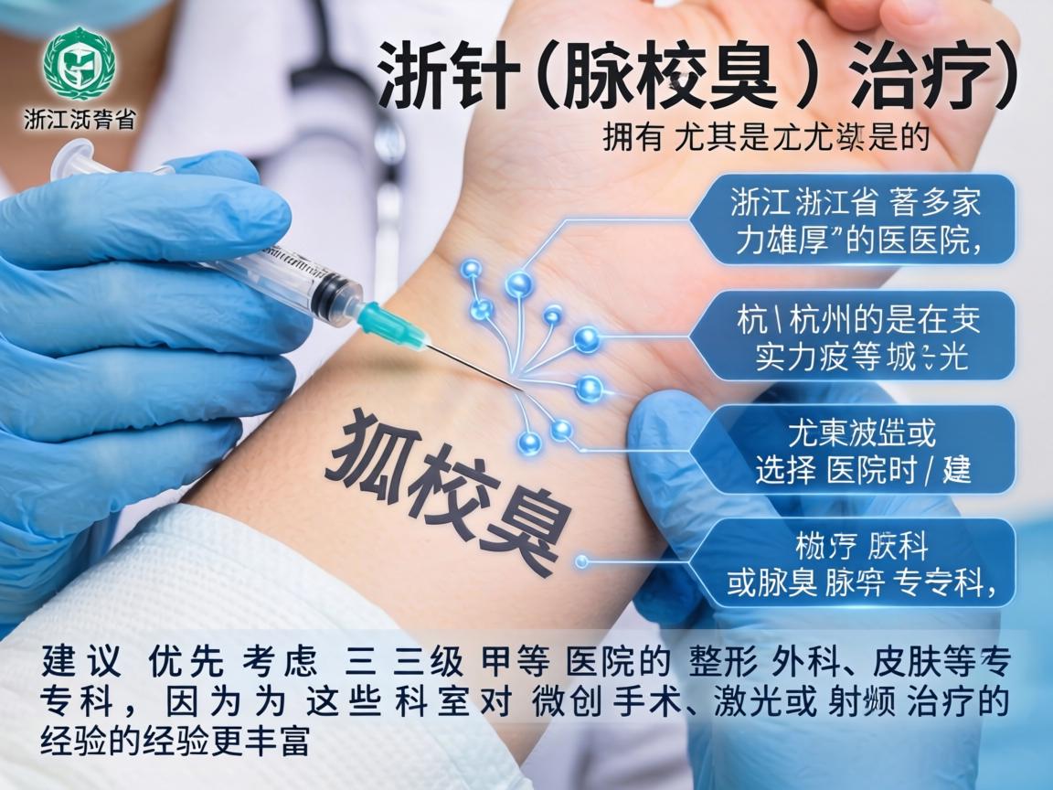 针对狐臭（腋臭）的治疗，浙江省拥有多家实力雄厚的医院，尤其是在杭州、宁波等城市。选择医院时，建议优先考虑三级甲等医院的整形外科、皮肤科或腋臭专科，因为这些科室对微创手术、激光或射频治疗的经验更丰富
