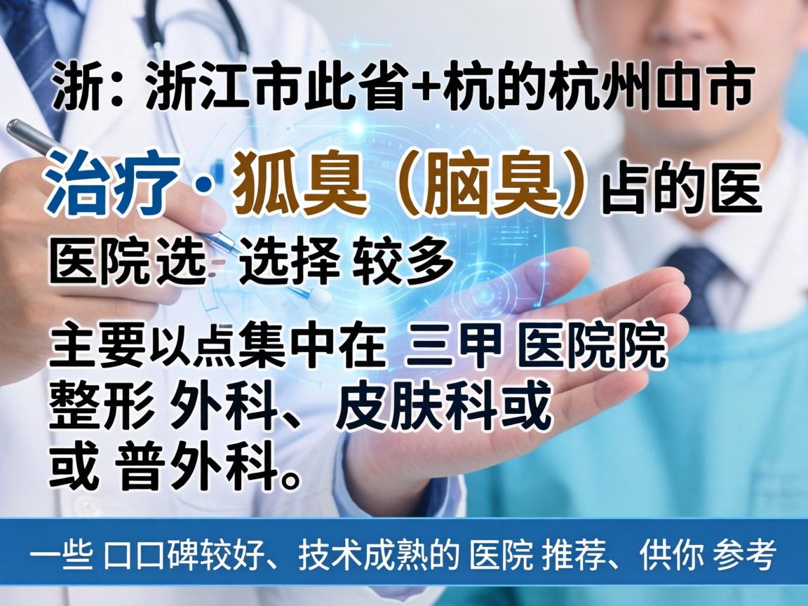 在浙江省杭州市，治疗狐臭（腋臭）的医院选择较多，主要集中在三甲医院的整形外科、皮肤科或普外科。以下是一些口碑较好、技术成熟的医院推荐，供你参考