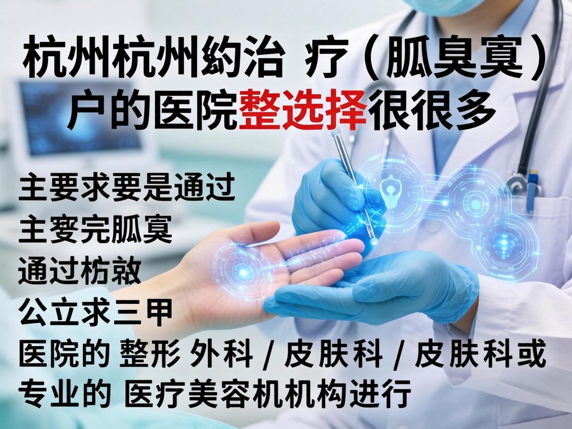 在杭州，治疗狐臭（腋臭）的医院选择很多，主要是通过公立三甲医院的整形外科/皮肤科或专业的医疗美容机构进行