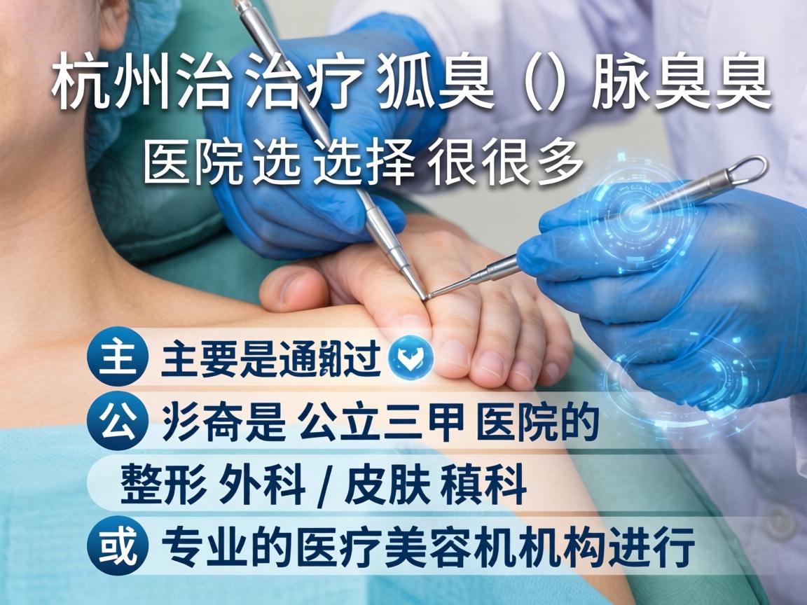 在杭州，治疗狐臭（腋臭）的医院选择很多，主要是通过公立三甲医院的整形外科/皮肤科或专业的医疗美容机构进行