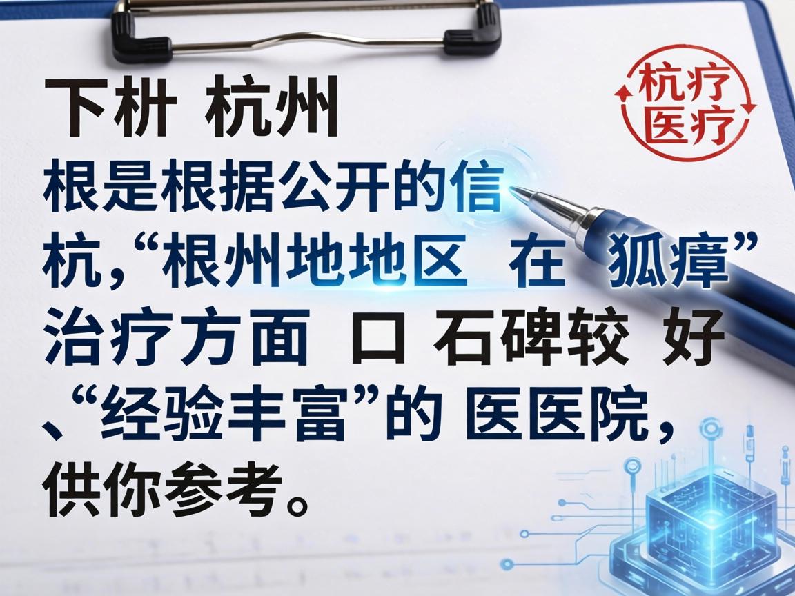 以下是根据公开信息整理的杭州地区在狐臭治疗方面口碑较好、经验丰富的医院，供你参考