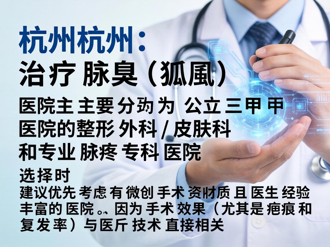 在杭州，治疗腋臭（狐臭）的医院主要分为公立三甲医院的整形外科/皮肤科和专业腋臭专科医院。选择时建议优先考虑有微创手术资质且医生经验丰富的医院，因为手术效果（尤其是疤痕和复发率）与医生技术直接相关