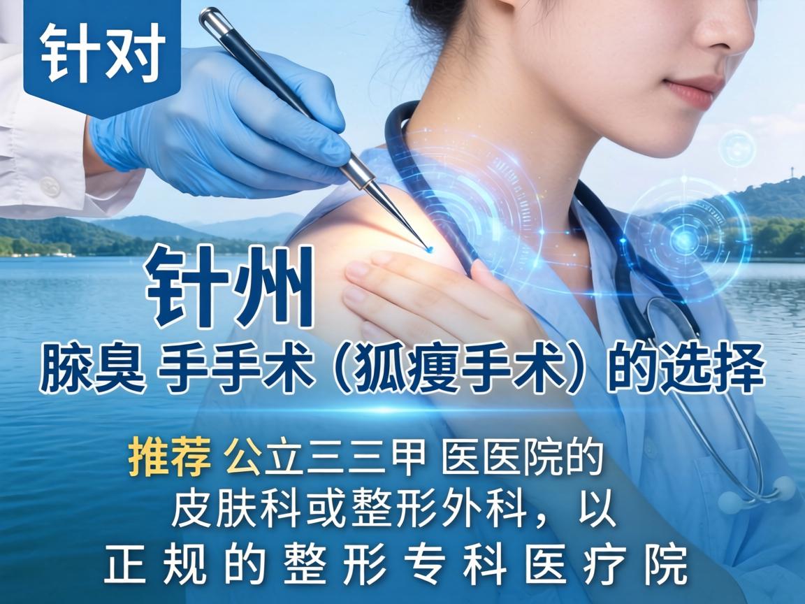 在湖州，针对腋臭手术（狐臭手术）的选择，主要推荐公立三甲医院的皮肤科或整形外科，以及正规的整形专科医院