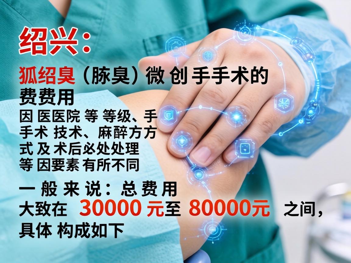 在绍兴，狐臭（腋臭）微创手术的费用因医院等级、手术技术、麻醉方式及术后处理等因素有所不同。一般来说，总费用大致在 3000元至8000元 之间，具体构成如下