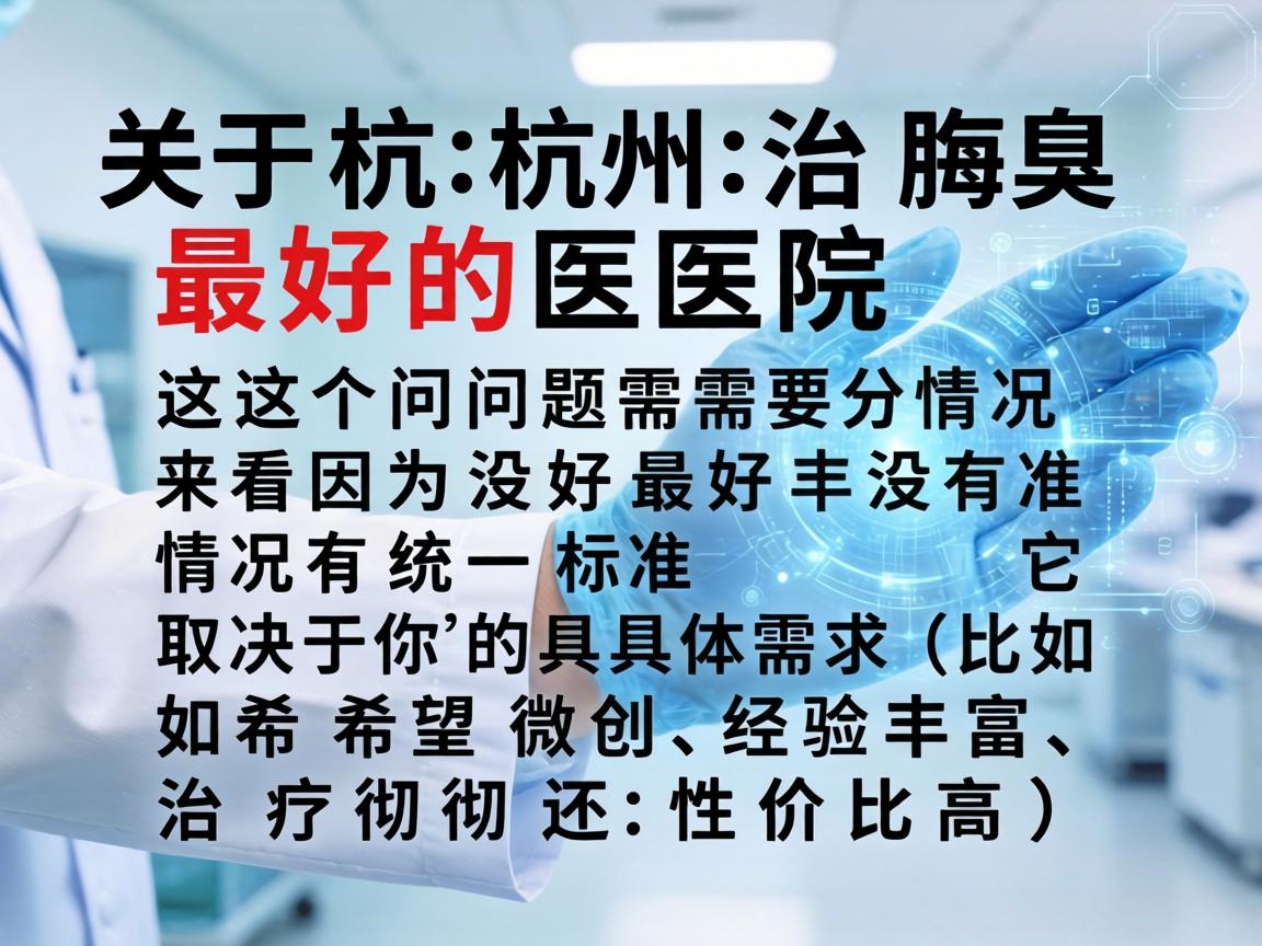 关于杭州治腋臭最好的医院,这个问题需要分情况来看,因为最好并没有统一标准,它取决于你的具体需求(比如希望微创、经验丰富、治疗彻底还是性价比高) 关于杭州治腋臭最好的医院,这个问题需要分情况来看,因为最好并没有统一标准,它取决于你的具体需求(比如希望微创、经验丰富、治疗彻底还是性价比高)