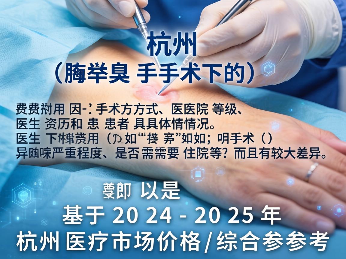 在杭州，腋臭手术的费用因手术方式、医院等级、医生资历和患者具体情况（如异味严重程度、是否需要住院等）而有较大差异。以下是基于2024-2025年杭州医疗市场价格的综合参考