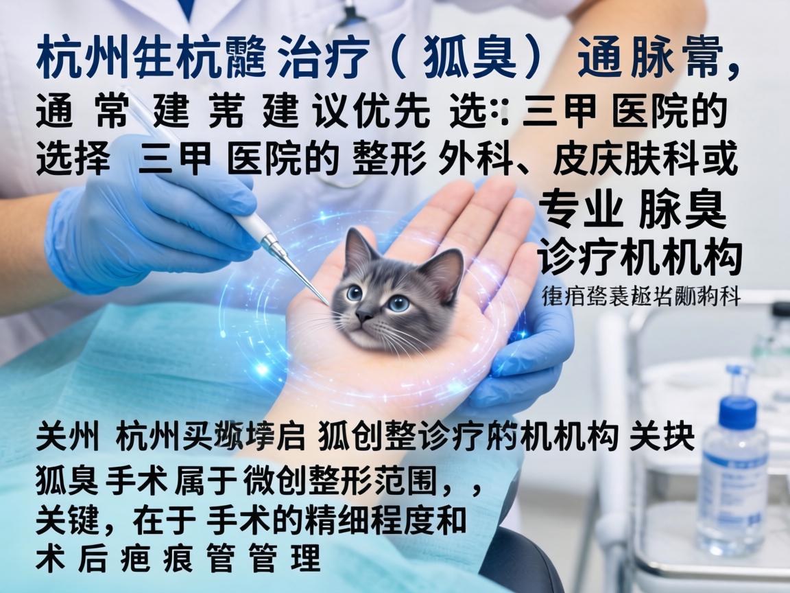 在杭州，治疗狐臭（腋臭）通常建议优先选择三甲医院的整形外科、皮肤科或专业腋臭诊疗机构。狐臭手术属于微创整形范畴，关键在于手术的精细程度和术后疤痕管理