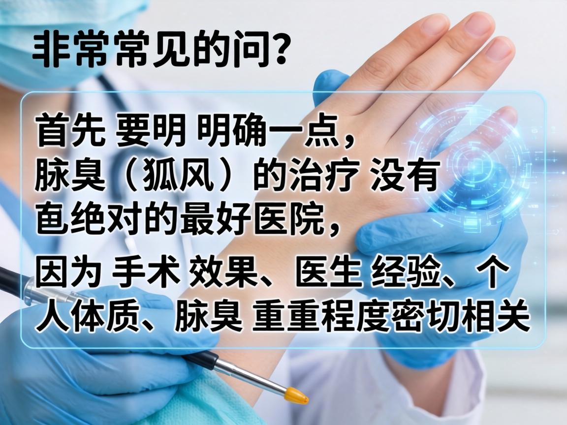这是一个非常常见的问题。首先要明确一点，腋臭（狐臭）的治疗没有绝对的最好医院，因为手术效果和医生经验、个人体质、腋臭严重程度密切相关