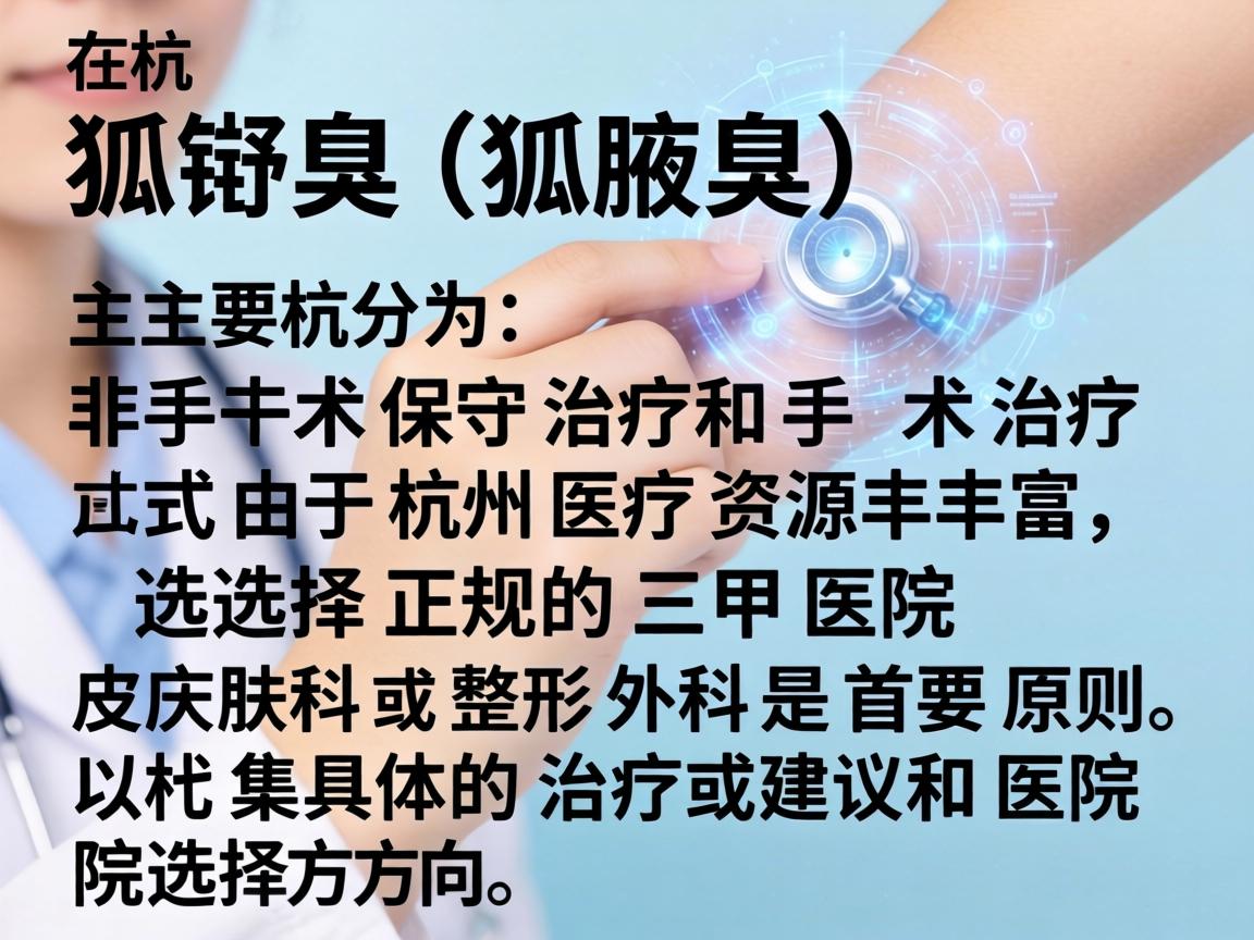 狐臭（腋臭）在杭州的治疗方式主要分为非手术保守治疗和手术治疗。由于杭州医疗资源丰富，选择正规的三甲医院皮肤科或整形外科是首要原则。以下是具体的治疗建议和医院选择方向