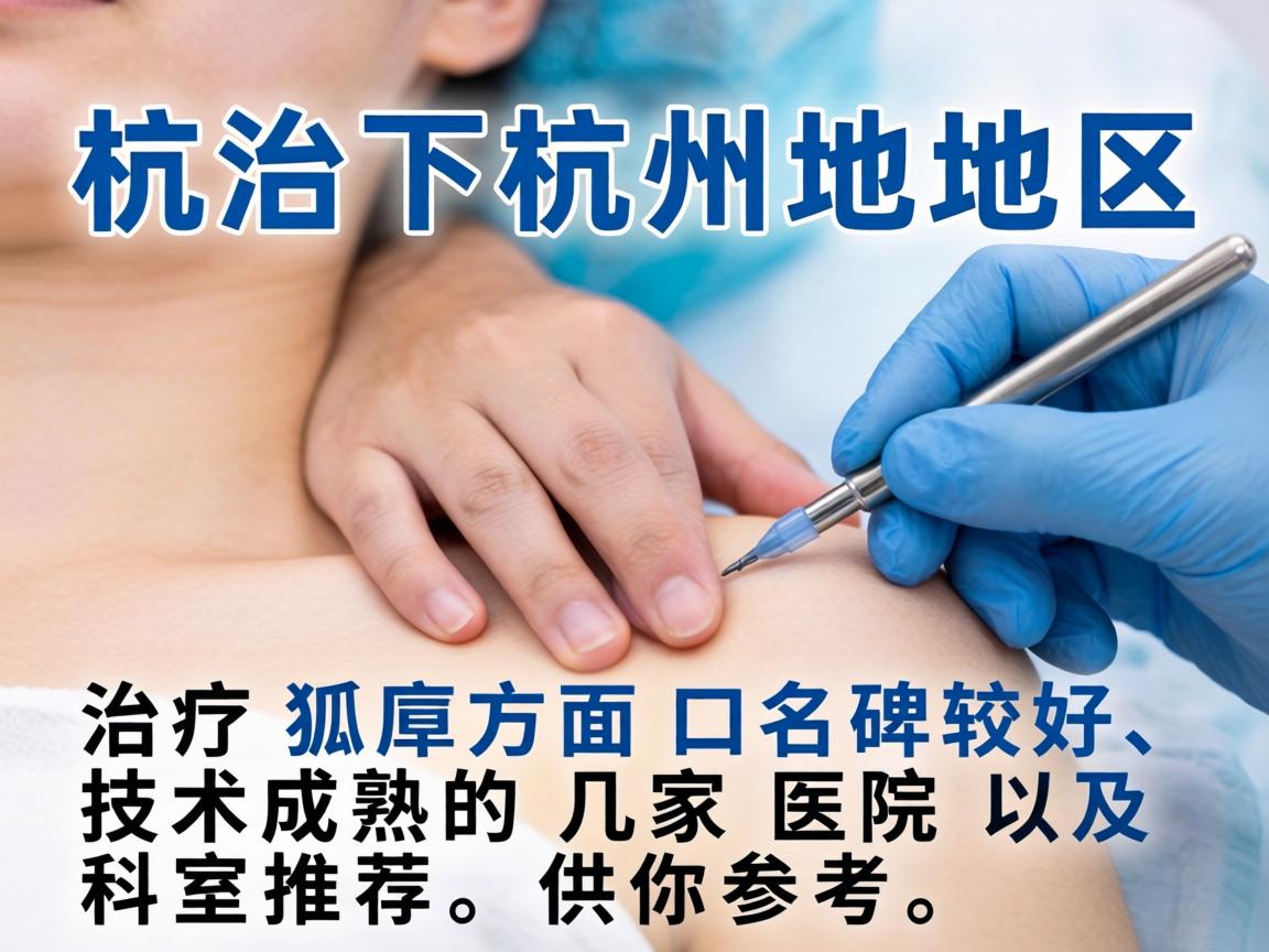 以下是杭州地区在治疗狐臭方面口碑较好、技术成熟的几家医院及科室推荐，供你参考