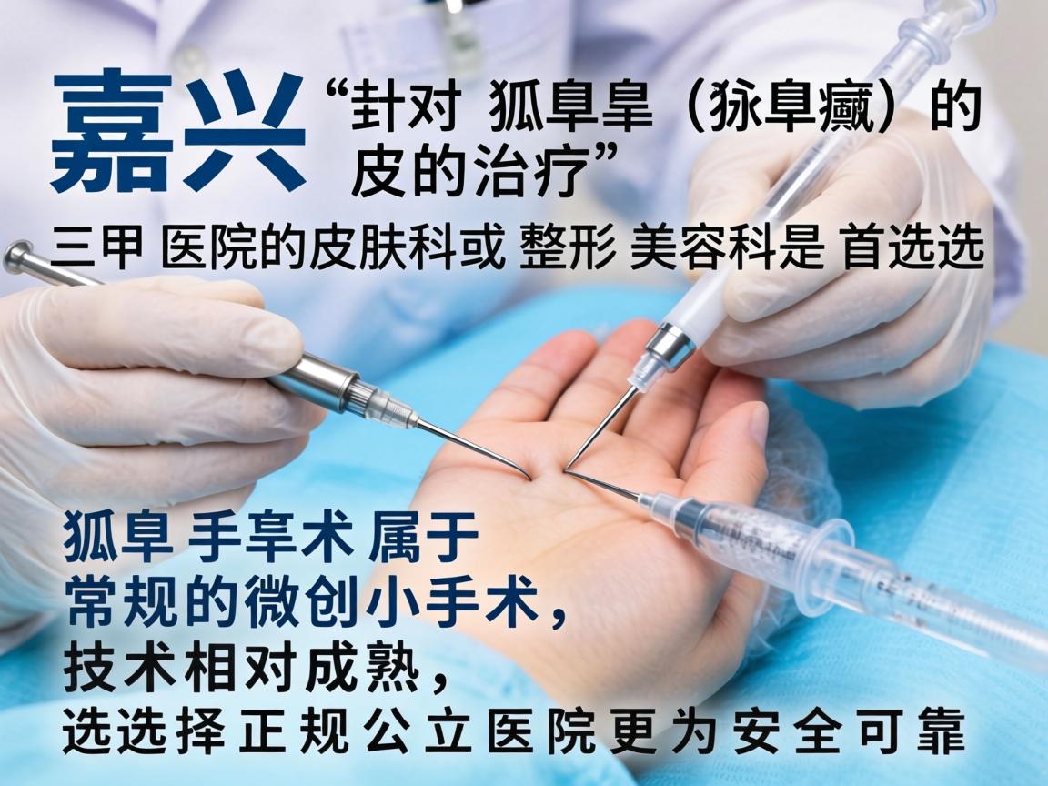 在嘉兴，针对狐臭（腋臭）的治疗，三甲医院的皮肤科或整形美容科是首选。狐臭手术属于常规的微创小手术，技术相对成熟，选择正规公立医院更为安全可靠