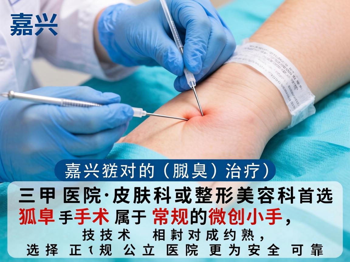 在嘉兴，针对狐臭（腋臭）的治疗，三甲医院的皮肤科或整形美容科是首选。狐臭手术属于常规的微创小手术，技术相对成熟，选择正规公立医院更为安全可靠