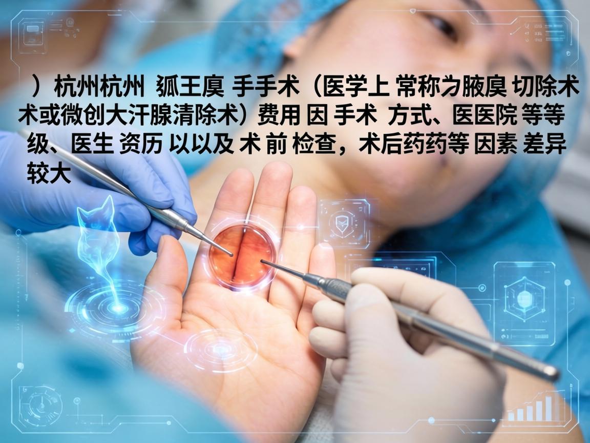 在杭州，狐臭手术（医学上常称为腋臭切除术或微创大汗腺清除术）的费用因手术方式、医院等级、医生资历以及术前检查、术后药物等因素差异较大