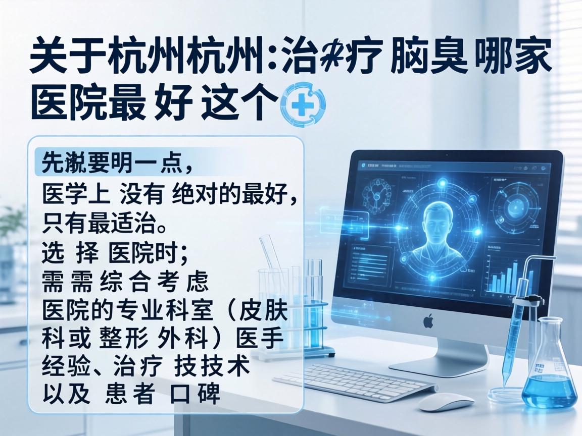 关于杭州治疗腋臭哪家医院最好这个问题，需要先说明一点，医学上没有绝对的最好，只有最适合。选择医院时，需要综合考虑医院的专业科室（皮肤科或整形外科）医生经验、治疗技术以及患者口碑