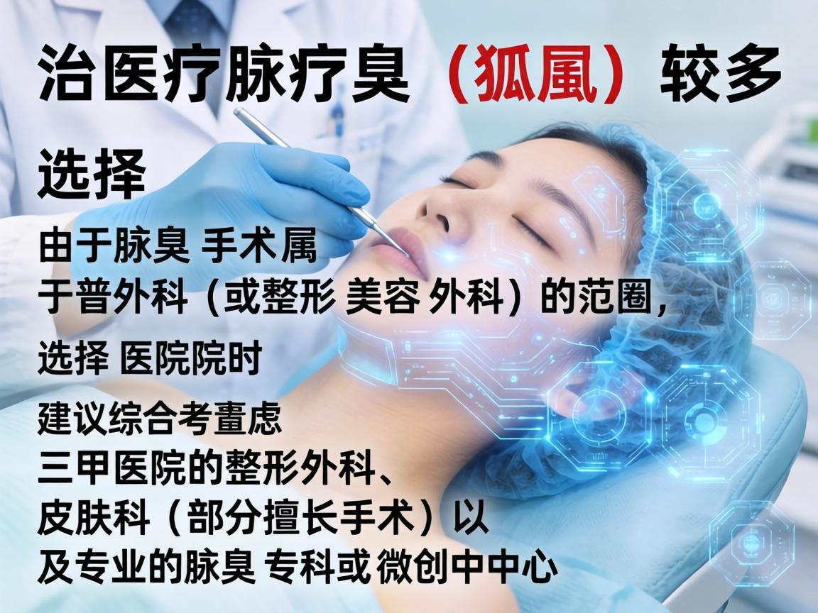 在杭州，治疗腋臭（狐臭）的医院选择较多。由于腋臭手术属于普外科（或整形美容外科）的范畴，选择医院时建议综合考虑三甲医院的整形外科、皮肤科（部分擅长手术）以及专业的腋臭专科或微创中心