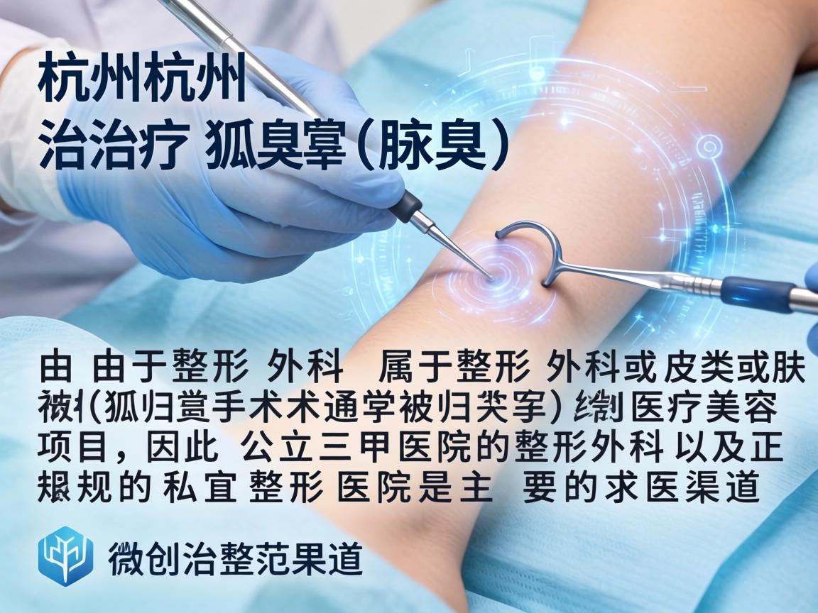 在杭州，治疗狐臭（腋臭）属于整形外科或皮肤科（微创治疗）的范畴。由于狐臭手术通常被归类为医疗美容项目，因此公立三甲医院的整形外科以及正规的私立整形医院是主要的求医渠道
