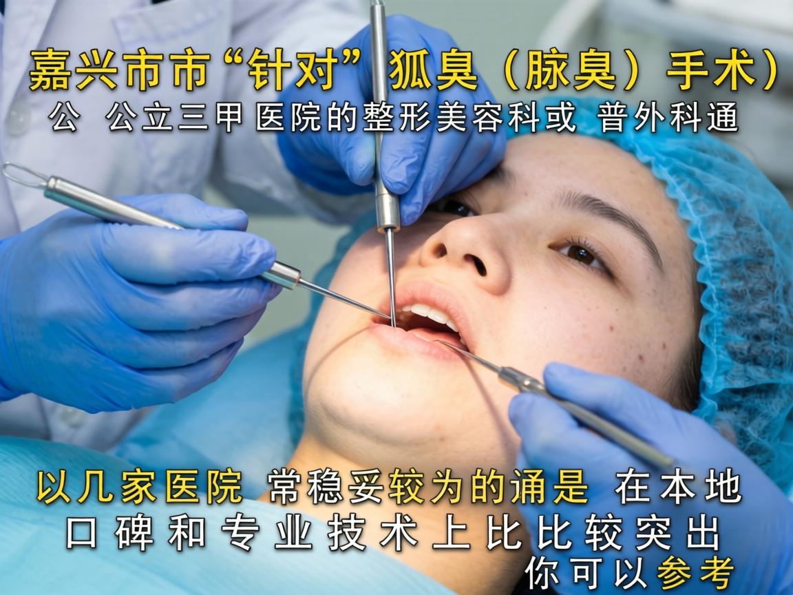 在嘉兴市，针对狐臭（腋臭）手术，公立三甲医院的整形美容科或普外科通常是较为稳妥的选择。以下几家医院在本地口碑和专业技术上比较突出，你可以参考