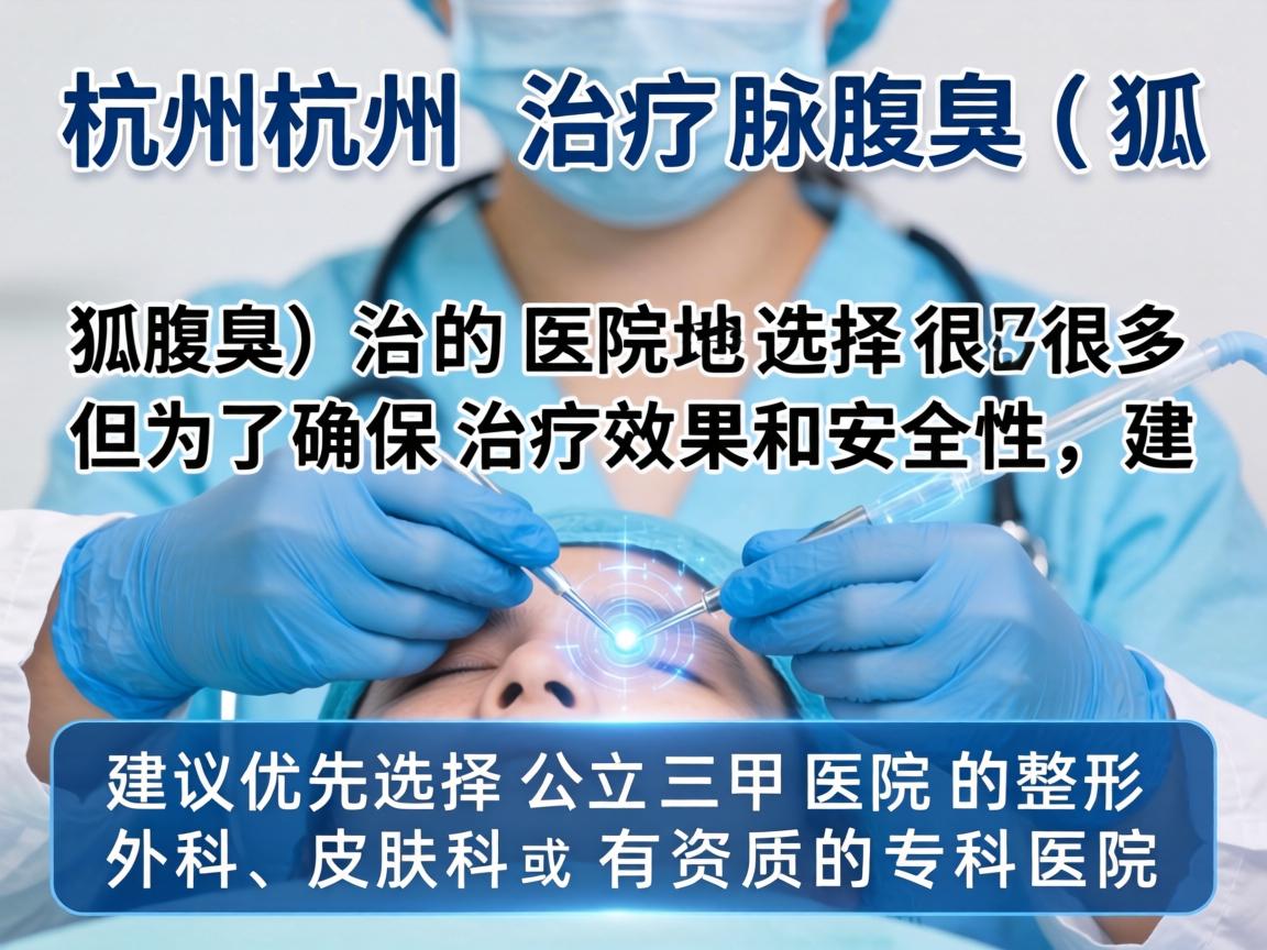 在杭州，治疗腋臭（狐臭）的医院选择很多，但为了确保治疗效果和安全性，建议优先选择公立三甲医院的整形外科、皮肤科或有资质的专科医院