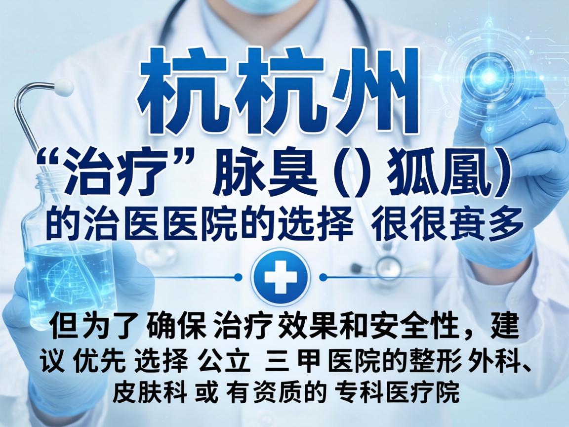 在杭州，治疗腋臭（狐臭）的医院选择很多，但为了确保治疗效果和安全性，建议优先选择公立三甲医院的整形外科、皮肤科或有资质的专科医院