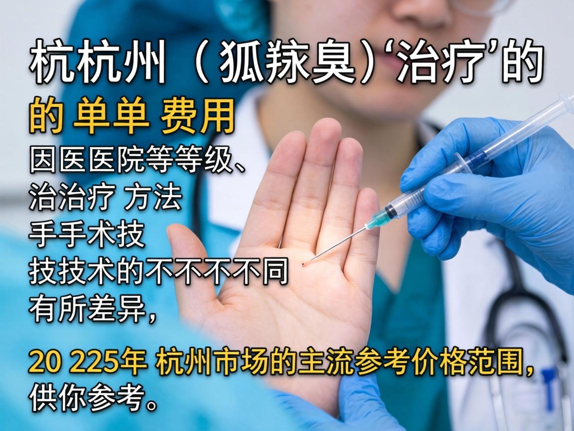 在杭州，狐臭（腋臭）治疗的单次费用因医院等级、治疗方法和手术技术的不同而有所差异。以下是2025年杭州市场的主流参考价格范围，供你参考