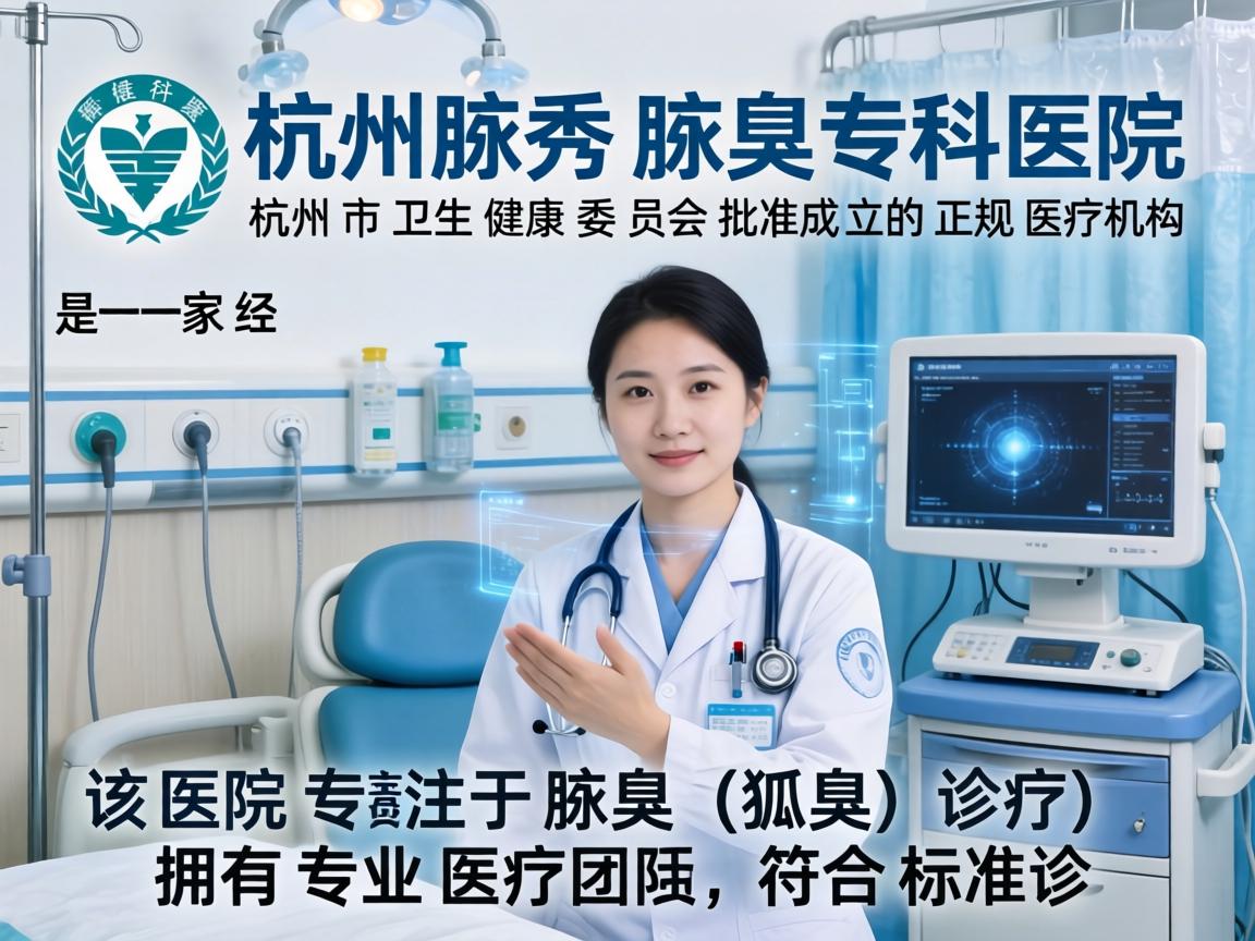 杭州腋秀腋臭专科医院是一家经杭州市卫生健康委员会批准成立的正规医疗机构。该医院专注于腋臭（狐臭）诊疗，拥有专业医疗团队和符合标准的诊疗设备