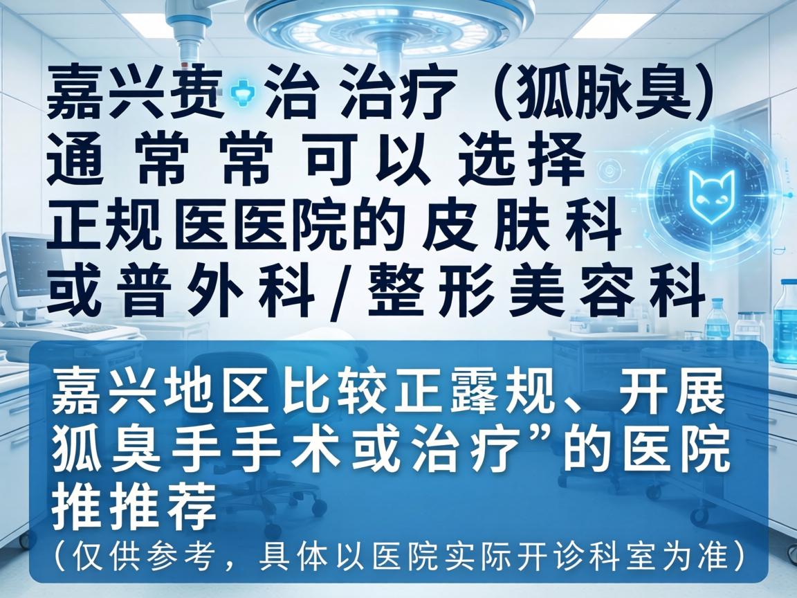 在嘉兴，治疗狐臭（腋臭）通常可以选择正规医院的皮肤科或普外科/整形美容科。以下是嘉兴地区比较正规、开展狐臭手术或治疗的医院推荐（仅供参考，具体以医院实际开诊科室为准）