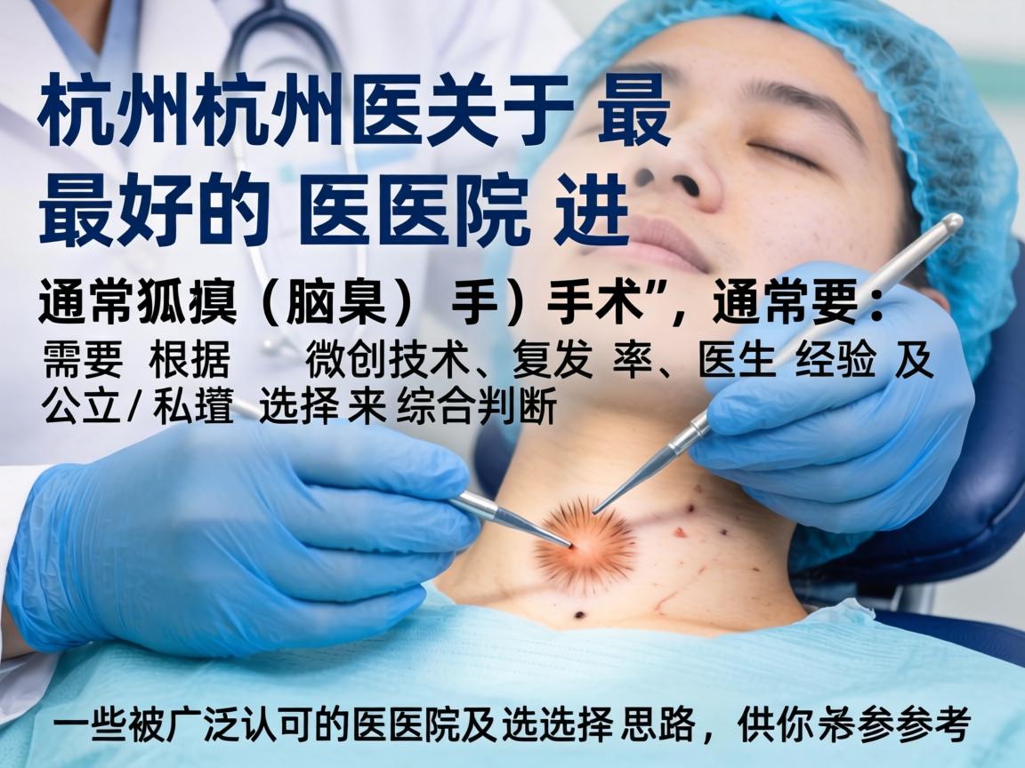 在杭州，关于最好的医院进行狐臭（腋臭）手术，通常需要根据微创技术、复发率、医生经验及公立/私立选择来综合判断。以下是一些被广泛认可的医院及选择思路，供你参考