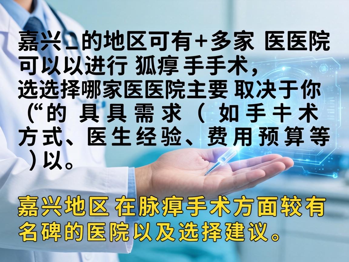 嘉兴地区有多家医院可以进行狐臭手术，选择哪家医院主要取决于你的具体需求（如手术方式、医生经验、费用预算等）以下是嘉兴地区在腋臭手术方面较有口碑的医院及选择建议，供参考
