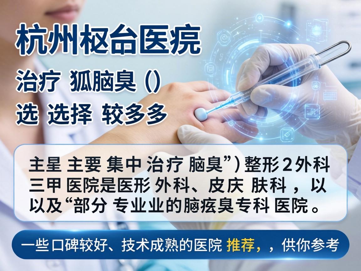 在杭州，治疗腋臭（狐臭）的医院选择较多，主要集中在三甲医院的整形外科、皮肤科，以及部分专业的腋臭专科医院。以下是一些口碑较好、技术成熟的医院推荐，供你参考